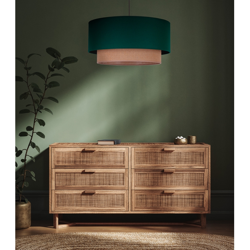 Duolla - Żyrandol na lince BOHO 1xE27/15W/230V śr. 45 cm zielony/brązowy