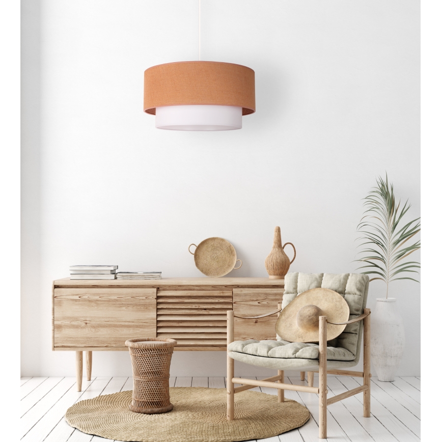 Duolla - Żyrandol na lince BOHO 1xE27/40W/230V śr. 45 cm beżowy/biały