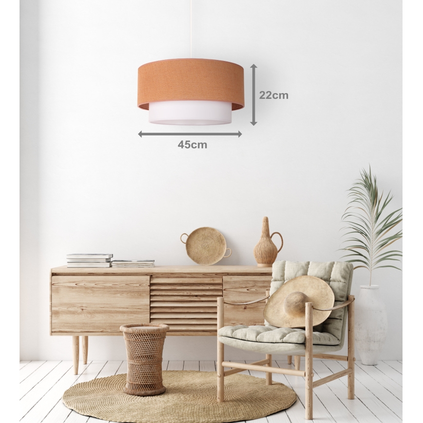 Duolla - Żyrandol na lince BOHO 1xE27/40W/230V śr. 45 cm beżowy/biały