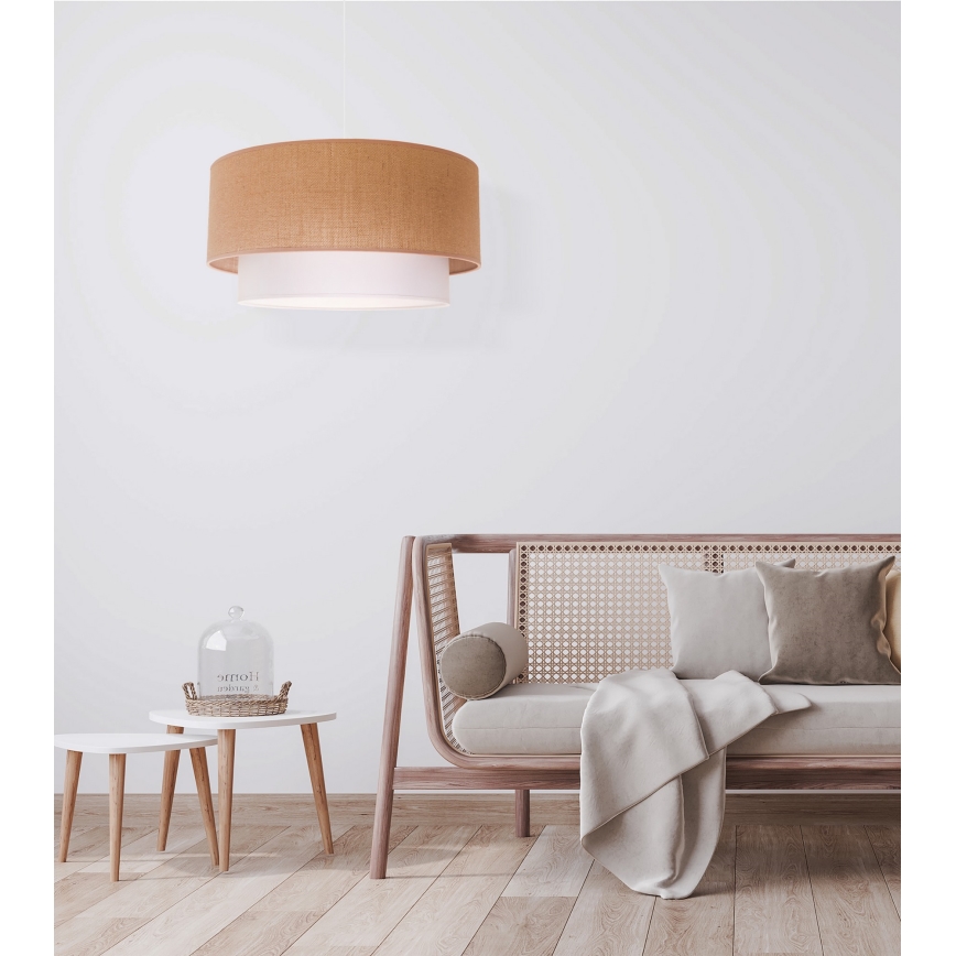 Duolla - Żyrandol na lince BOHO 1xE27/40W/230V śr. 45 cm beżowy/biały