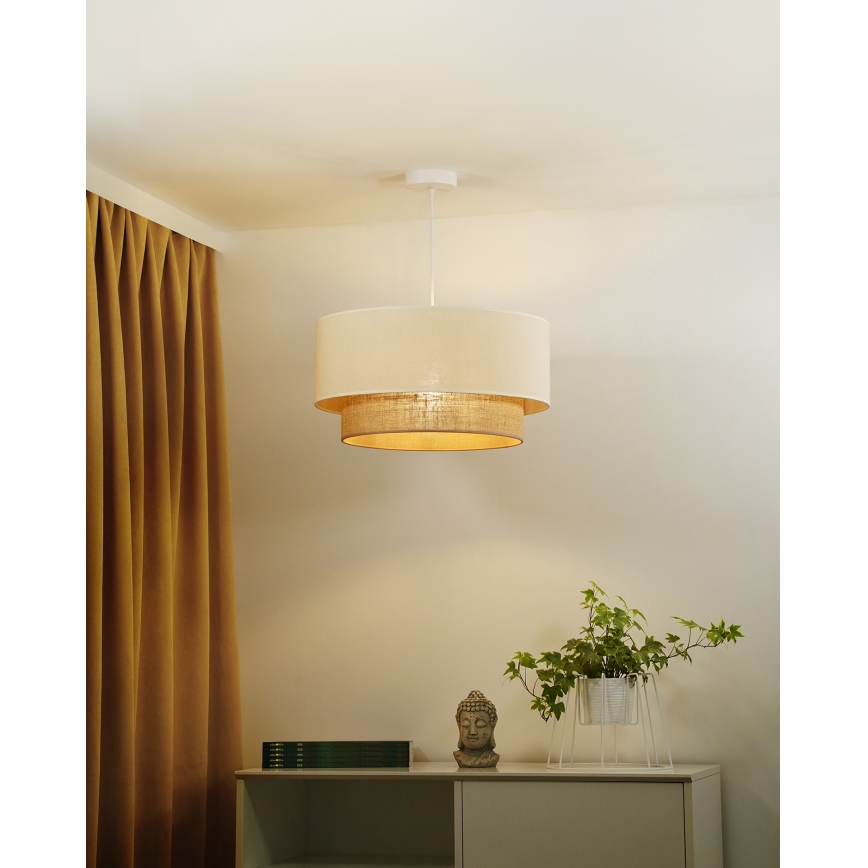 Duolla - Żyrandol na lince BOHO 1xE27/40W/230V śr. 45 cm kremowy/brązowy