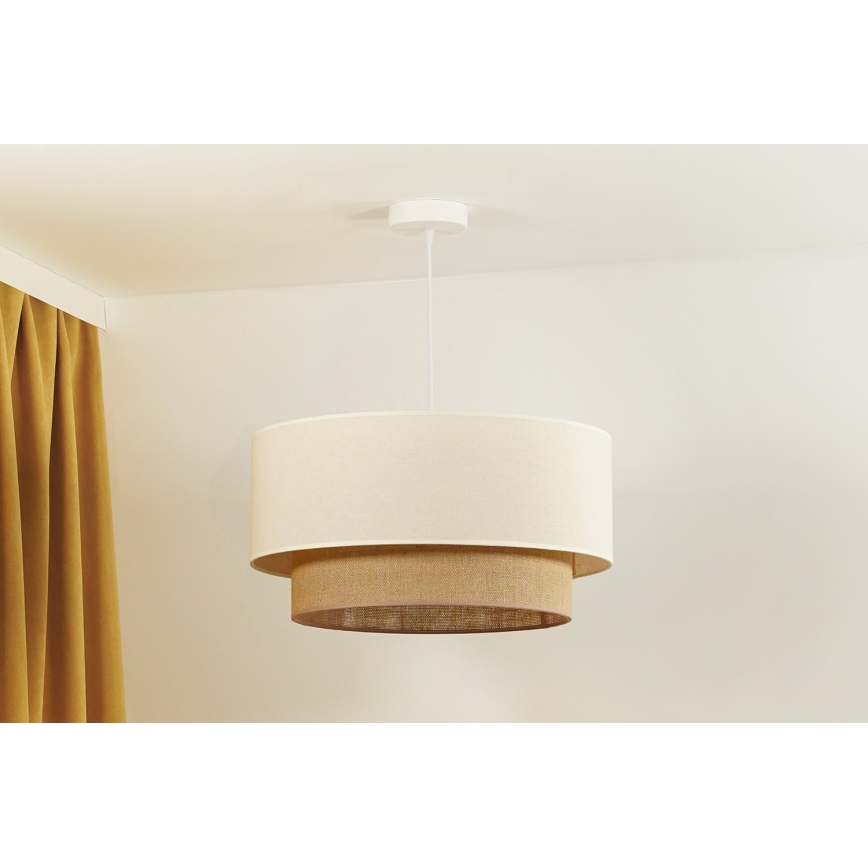Duolla - Żyrandol na lince BOHO 1xE27/40W/230V śr. 45 cm kremowy/brązowy
