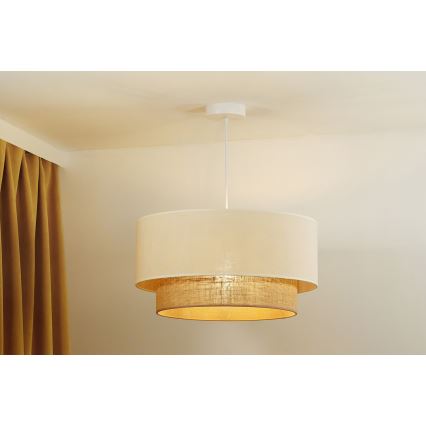 Duolla - Żyrandol na lince BOHO 1xE27/40W/230V śr. 45 cm kremowy/brązowy