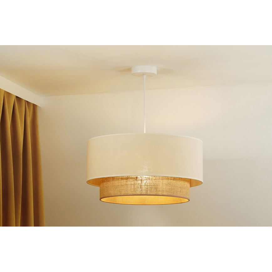 Duolla - Żyrandol na lince BOHO 1xE27/40W/230V śr. 45 cm kremowy/brązowy