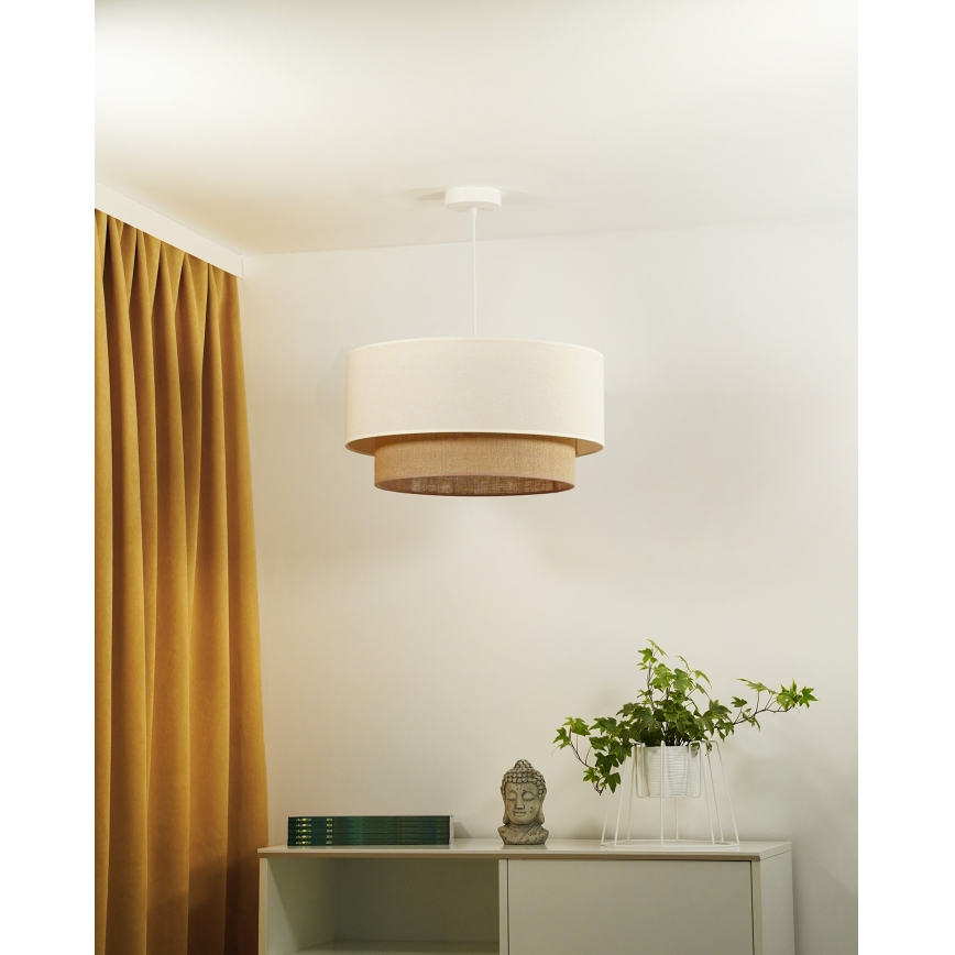 Duolla - Żyrandol na lince BOHO 1xE27/40W/230V śr. 45 cm kremowy/brązowy
