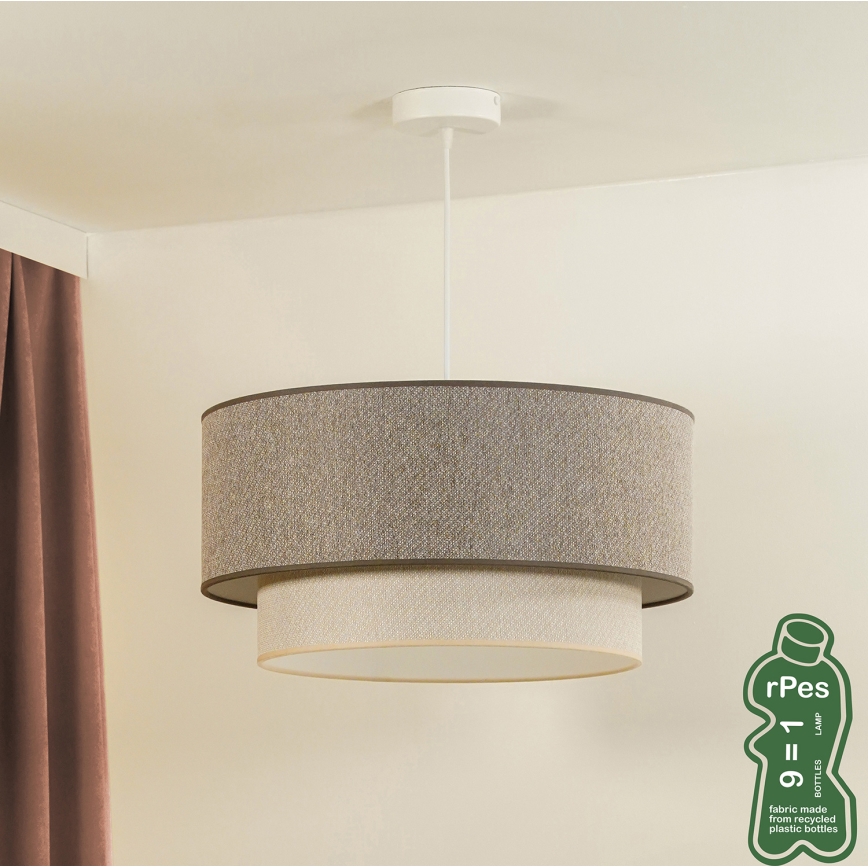 Duolla - Żyrandol na lince BOHO ECO RECYCLING 1xE27/15W/230V śr. 45 cm brązowy/kremowy