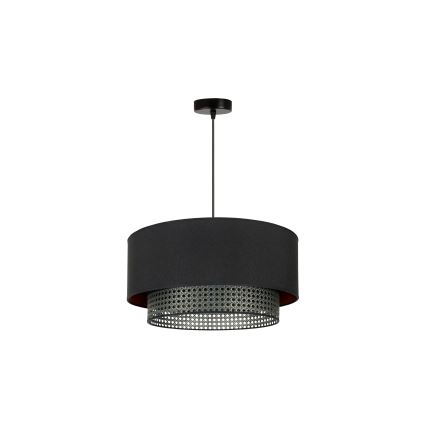 Duolla - Żyrandol na lince BOHO RATTAN 1xE27/15W/230V śr. 45 cm czarny