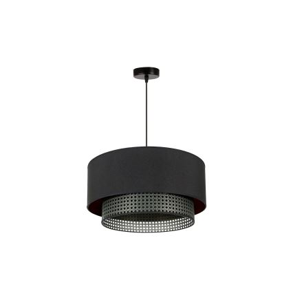 Duolla - Żyrandol na lince BOHO RATTAN 1xE27/15W/230V śr. 45 cm czarny