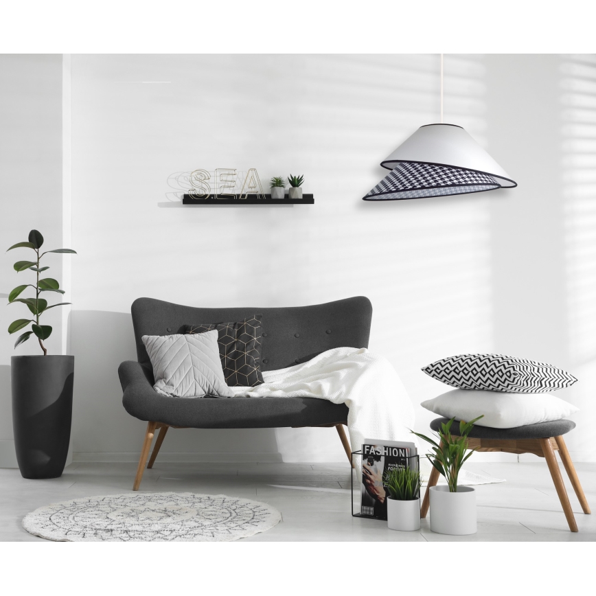 Duolla - Żyrandol na lince COCO 1xE27/40W/230V śr. 50 cm biały/czarny