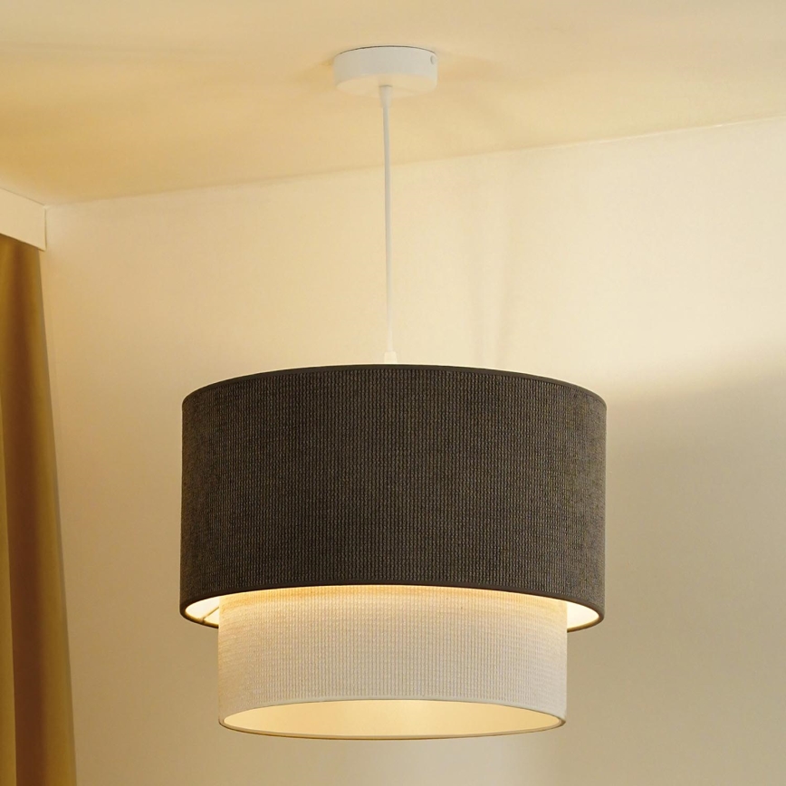 Duolla - Żyrandol na lince CORDUROY 1xE27/15W/230V śr. 40 cm brązowy/kremowy