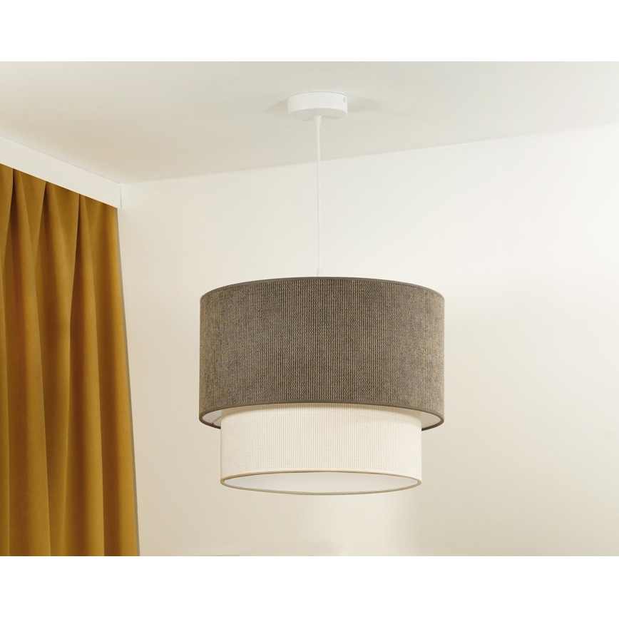 Duolla - Żyrandol na lince CORDUROY 1xE27/15W/230V śr. 40 cm brązowy/kremowy