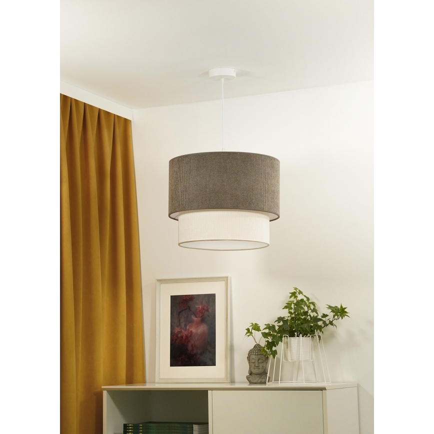 Duolla - Żyrandol na lince CORDUROY 1xE27/15W/230V śr. 40 cm brązowy/kremowy