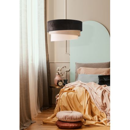 Duolla - Żyrandol na lince DEVON 1xE27/40W/230V śr. 45 cm czarny/beżowy