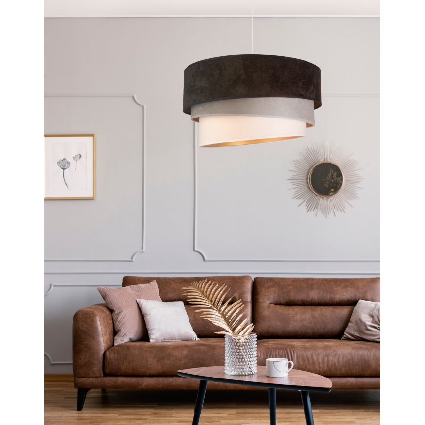 Duolla - Żyrandol na lince DEVON 1xE27/40W/230V śr. 45 cm czarny/szary/beżowy