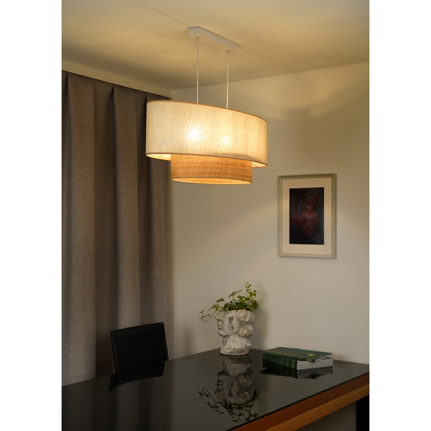 Duolla - Żyrandol na lince DOUBLE OVAL NATURE 2xE27/15W/230V kremowy/beżowy