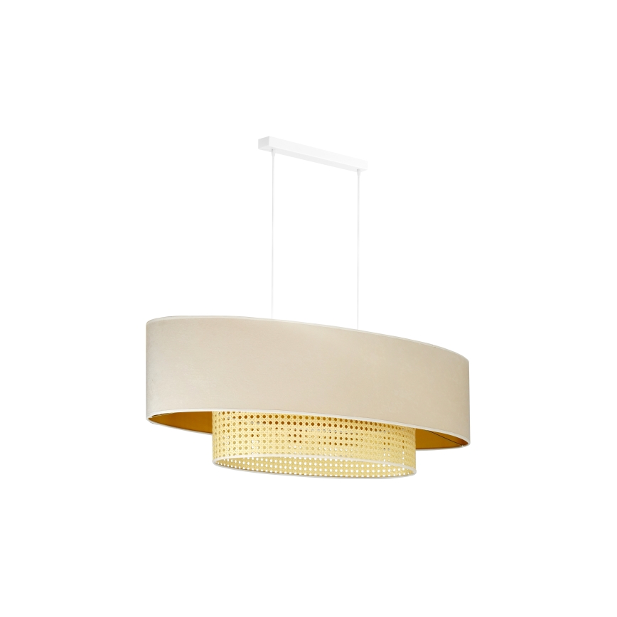Duolla - Żyrandol na lince DOUBLE OVAL RATTAN 2xE27/15W/230V kremowy/rattan