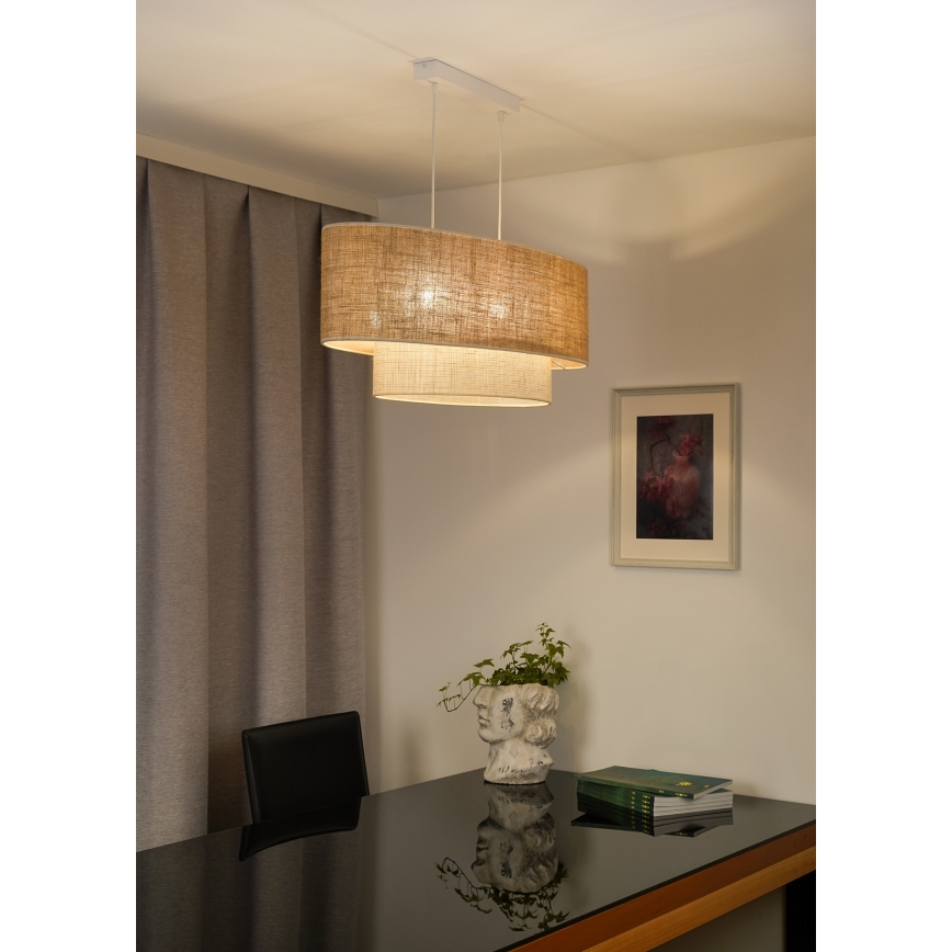 Duolla - Żyrandol na lince DOUBLE OVAL YUTE 2xE27/15W/230V brązowy/kremowy