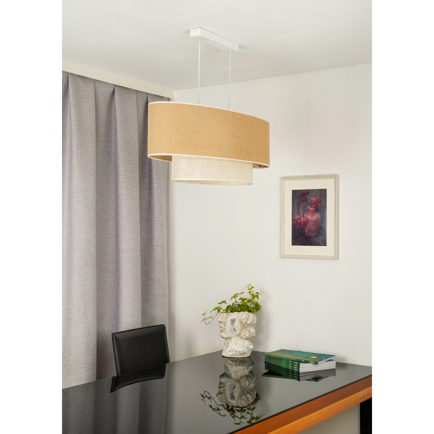 Duolla - Żyrandol na lince DOUBLE OVAL YUTE 2xE27/15W/230V brązowy/kremowy