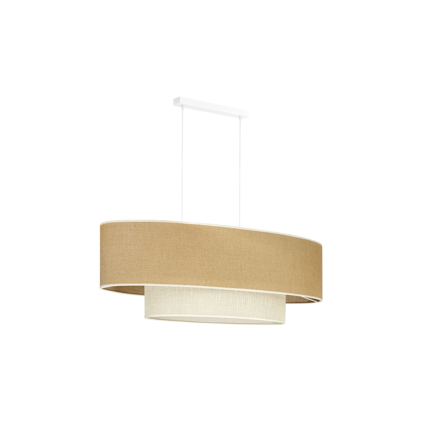 Duolla - Żyrandol na lince DOUBLE OVAL YUTE 2xE27/15W/230V brązowy/kremowy