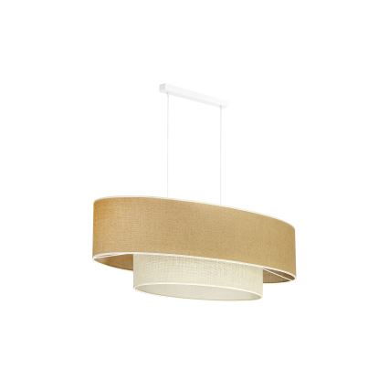 Duolla - Żyrandol na lince DOUBLE OVAL YUTE 2xE27/15W/230V brązowy/kremowy