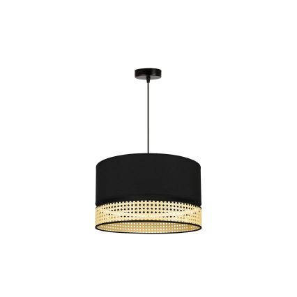 Duolla - Żyrandol na lince DOUBLE RATTAN 1xE27/15W/230V śr. 40 cm czarny/beżowy