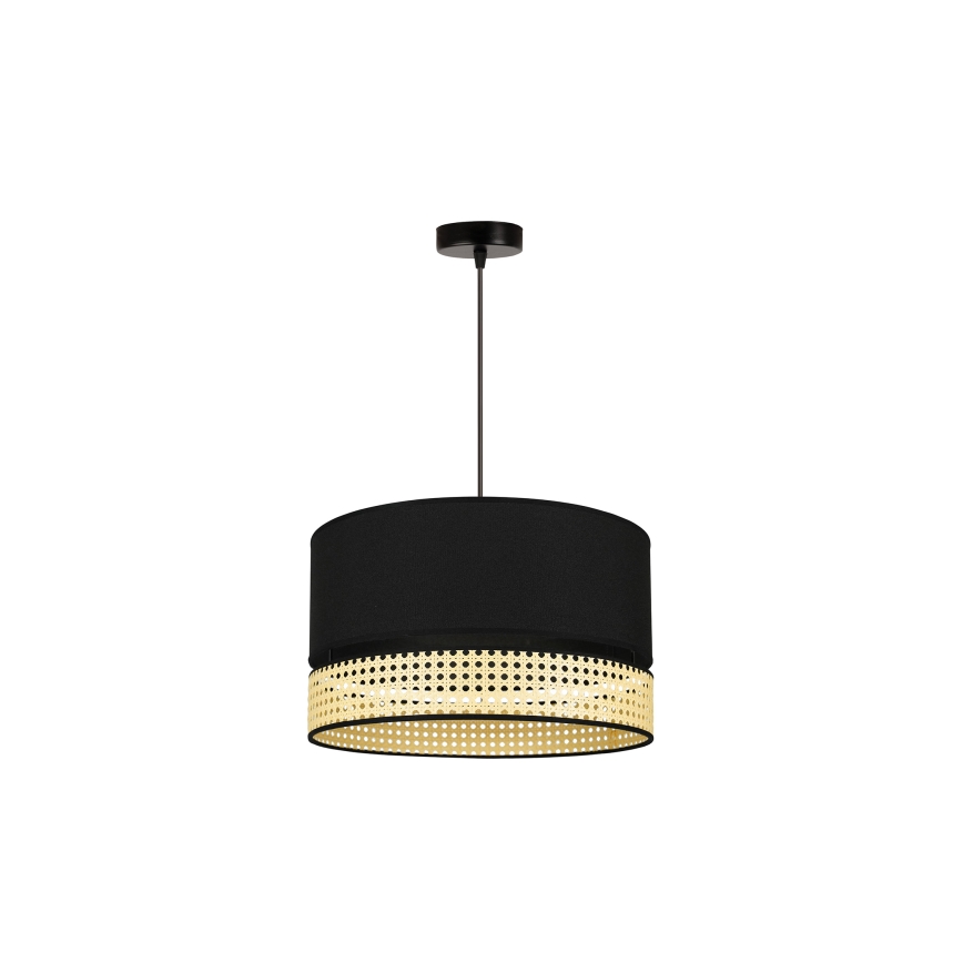 Duolla - Żyrandol na lince DOUBLE RATTAN 1xE27/15W/230V śr. 40 cm czarny/beżowy