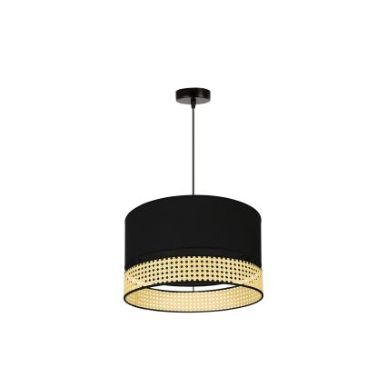 Duolla - Żyrandol na lince DOUBLE RATTAN 1xE27/15W/230V śr. 40 cm czarny/beżowy