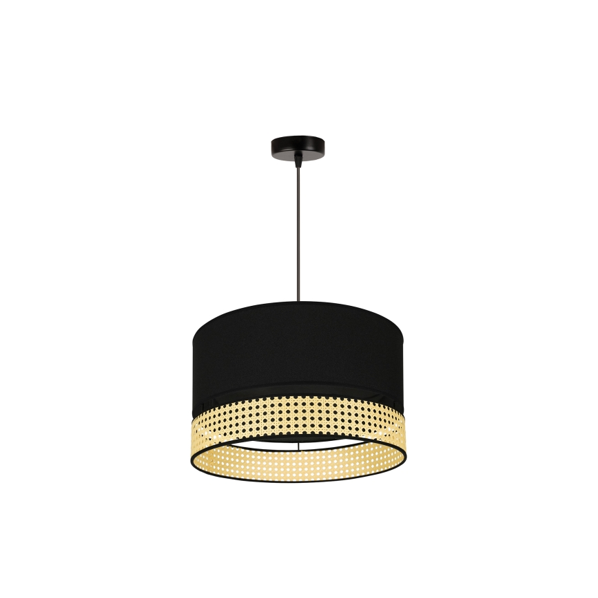 Duolla - Żyrandol na lince DOUBLE RATTAN 1xE27/15W/230V śr. 40 cm czarny/beżowy
