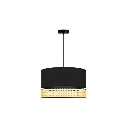 Duolla - Żyrandol na lince DOUBLE RATTAN 1xE27/15W/230V śr. 40 cm czarny/beżowy
