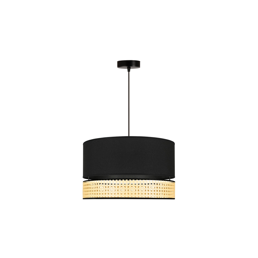 Duolla - Żyrandol na lince DOUBLE RATTAN 1xE27/15W/230V śr. 40 cm czarny/beżowy