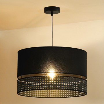 Duolla - Żyrandol na lince DOUBLE RATTAN 1xE27/15W/230V śr. 40 cm czarny