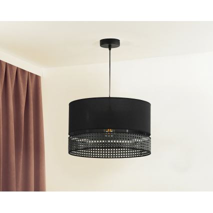 Duolla - Żyrandol na lince DOUBLE RATTAN 1xE27/15W/230V śr. 40 cm czarny