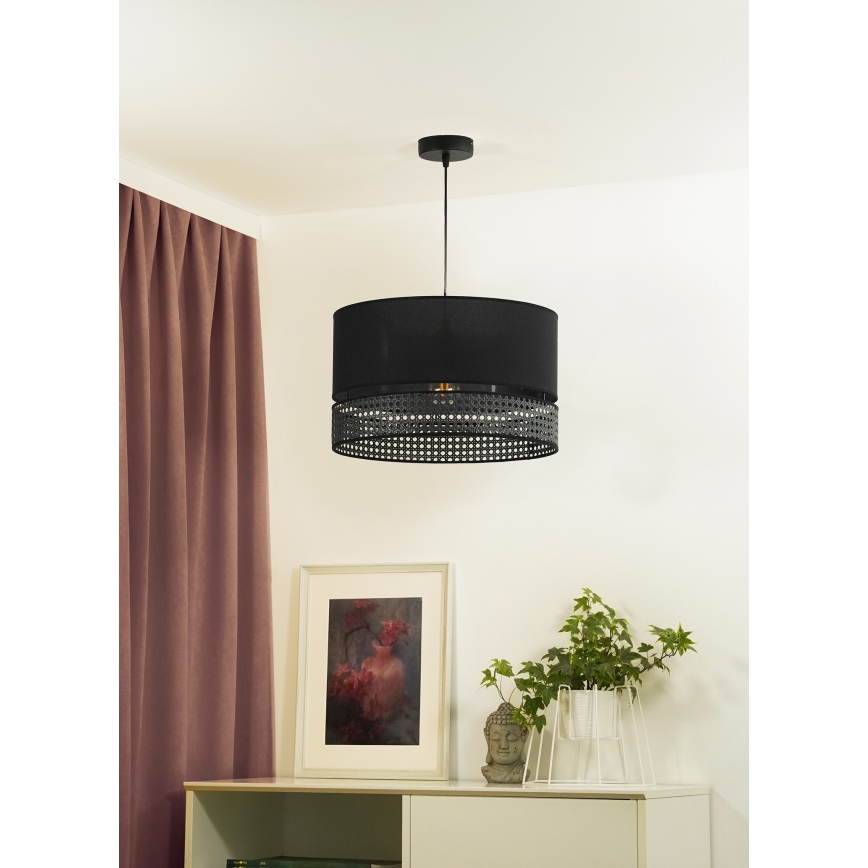 Duolla - Żyrandol na lince DOUBLE RATTAN 1xE27/15W/230V śr. 40 cm czarny