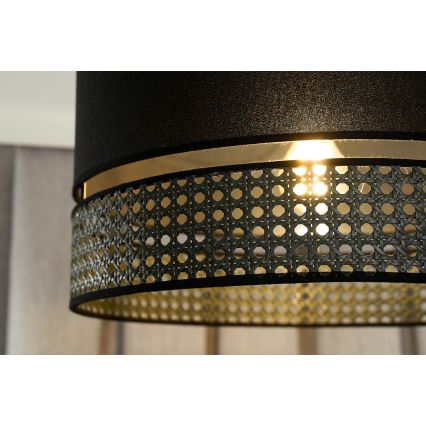 Duolla - Żyrandol na lince DOUBLE RATTAN 1xE27/15W/230V śr. 40 cm czarny