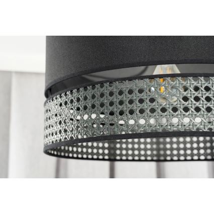 Duolla - Żyrandol na lince DOUBLE RATTAN 1xE27/15W/230V śr. 40 cm czarny