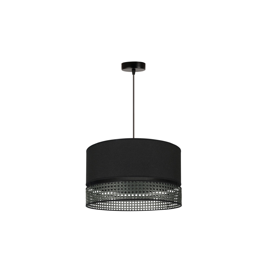 Duolla - Żyrandol na lince DOUBLE RATTAN 1xE27/15W/230V śr. 40 cm czarny