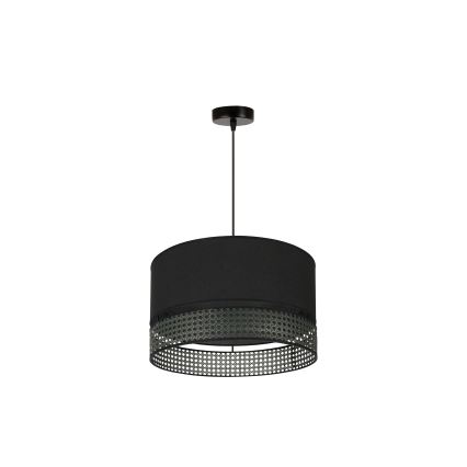 Duolla - Żyrandol na lince DOUBLE RATTAN 1xE27/15W/230V śr. 40 cm czarny