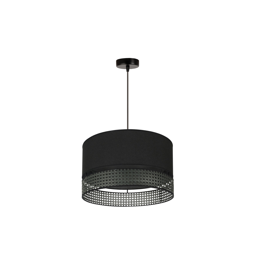 Duolla - Żyrandol na lince DOUBLE RATTAN 1xE27/15W/230V śr. 40 cm czarny