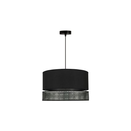 Duolla - Żyrandol na lince DOUBLE RATTAN 1xE27/15W/230V śr. 40 cm czarny