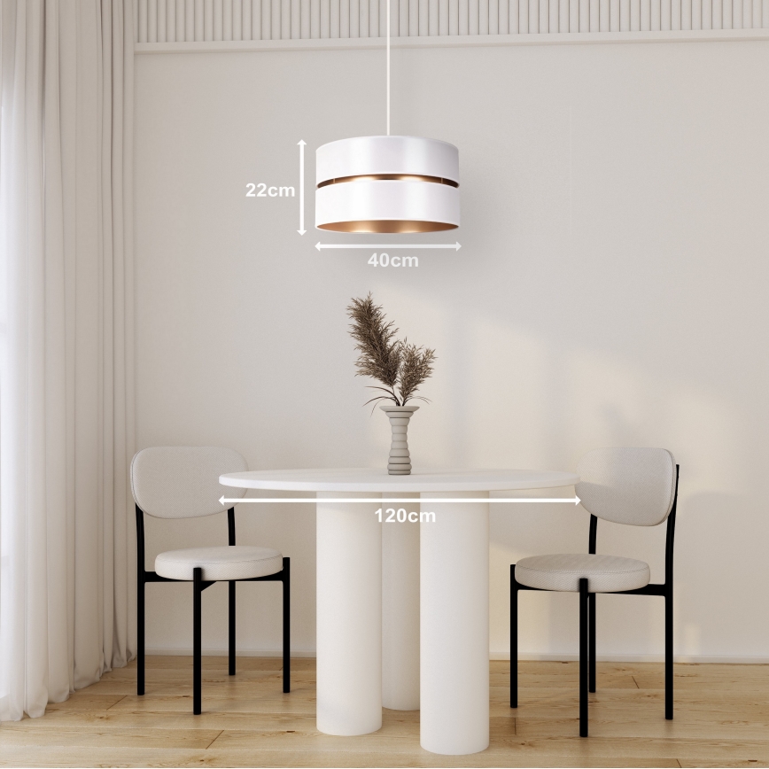 Duolla - Żyrandol na lince DUO 1xE27/15W/230V śr. 40 cm biały/złoty
