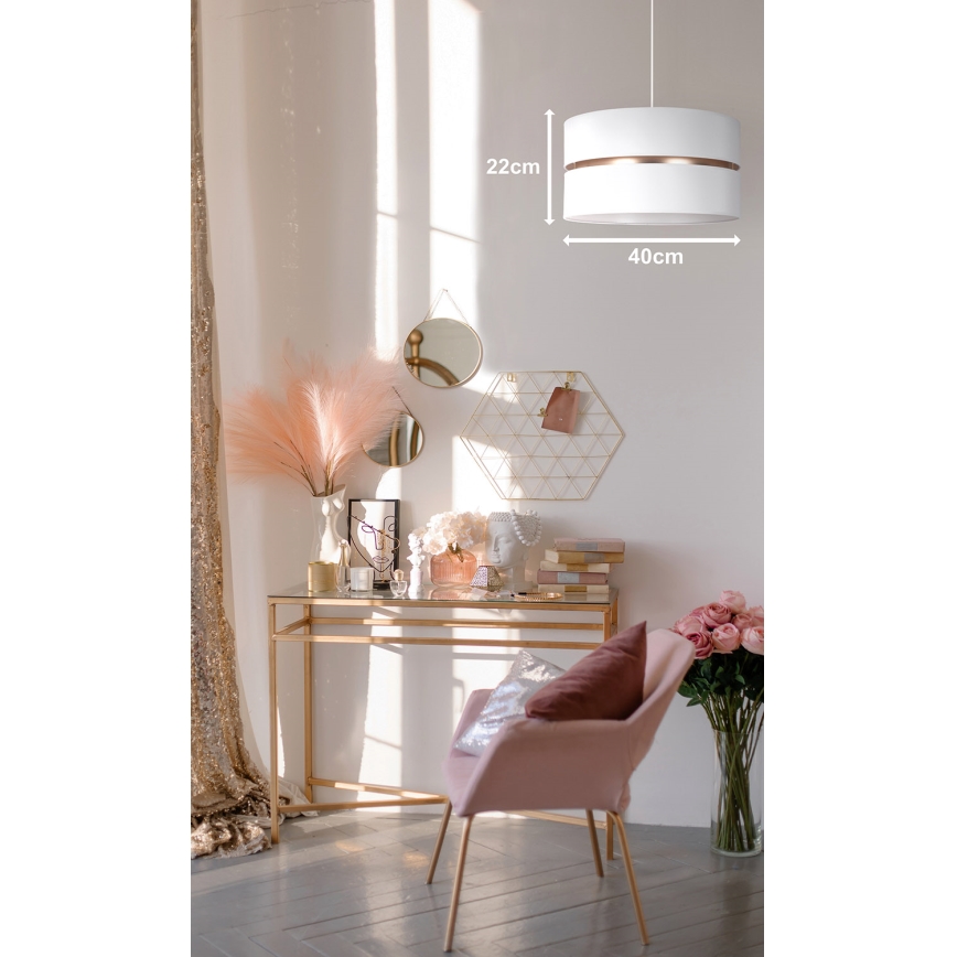 Duolla - Żyrandol na lince DUO 1xE27/15W/230V śr. 40 cm biały/złoty