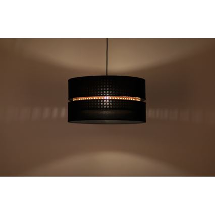 Duolla - Żyrandol na lince DUO 1xE27/15W/230V śr. 40 cm czarny/rattan