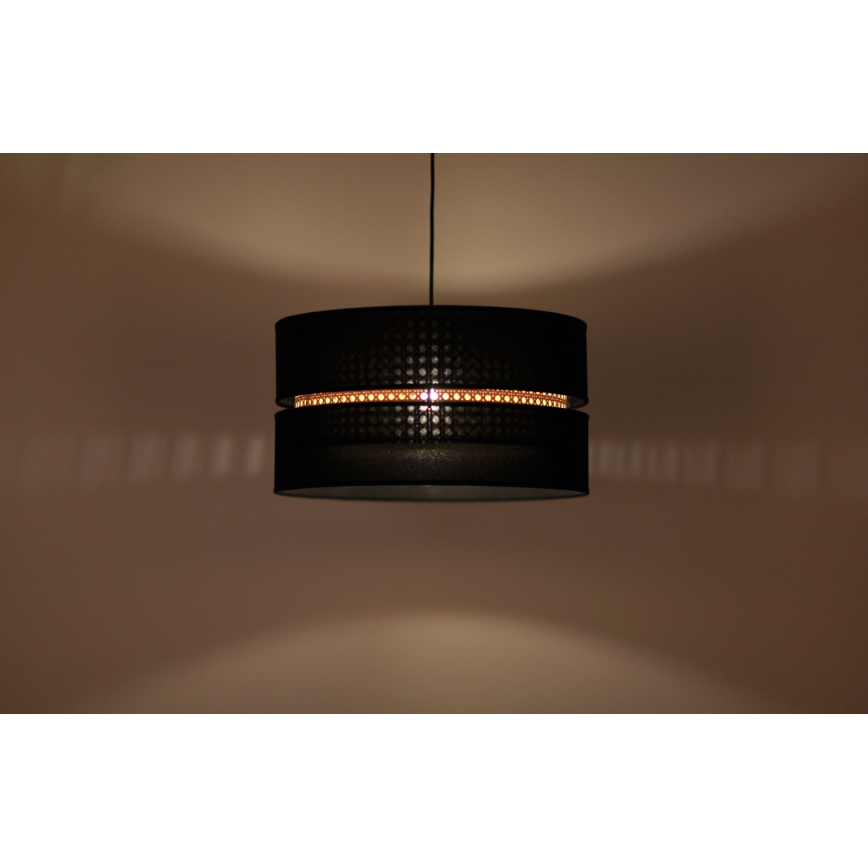 Duolla - Żyrandol na lince DUO 1xE27/15W/230V śr. 40 cm czarny/rattan