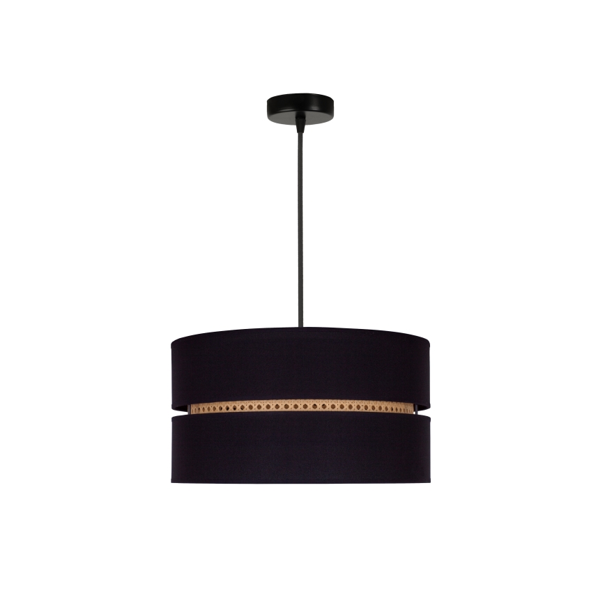 Duolla - Żyrandol na lince DUO 1xE27/15W/230V śr. 40 cm czarny/rattan