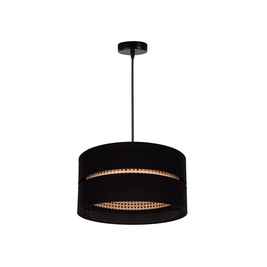 Duolla - Żyrandol na lince DUO 1xE27/15W/230V śr. 40 cm czarny/rattan