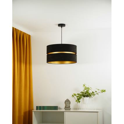 Duolla - Żyrandol na lince DUO 1xE27/15W/230V śr. 40 cm czarny/złoty