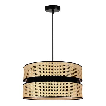 Duolla - Żyrandol na lince DUO 1xE27/15W/230V śr. 40 cm rattan/czarny