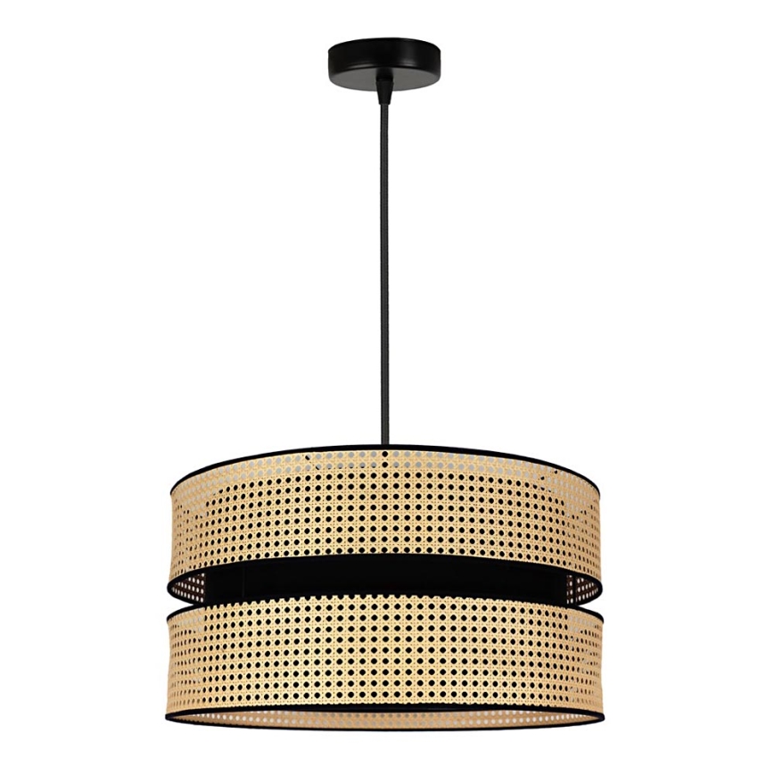 Duolla - Żyrandol na lince DUO 1xE27/15W/230V śr. 40 cm rattan/czarny