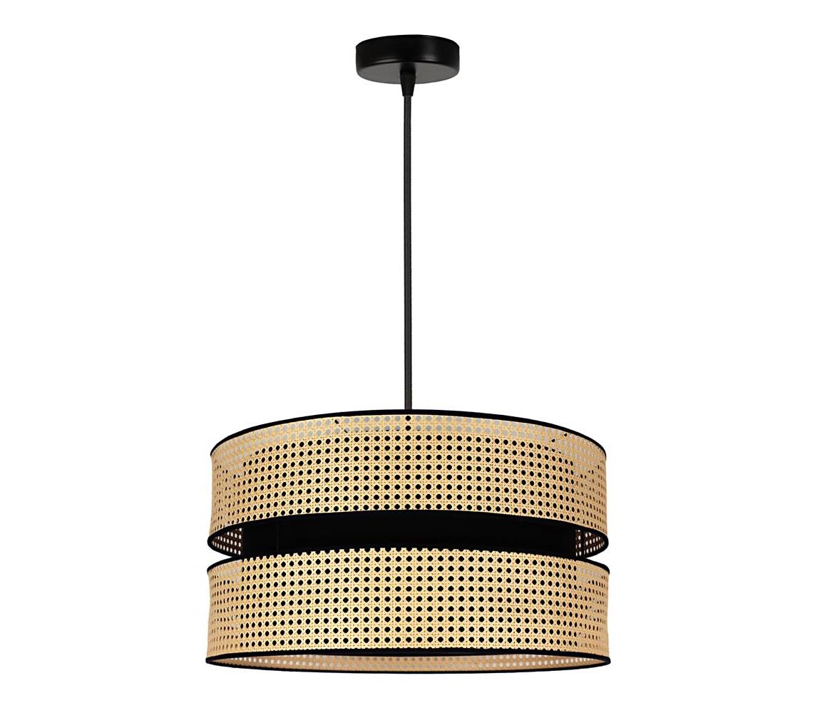 - Żyrandol na lince DUO 1xE27/15W/230V śr. 40 cm rattan/czarny