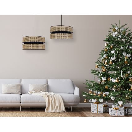 Duolla - Żyrandol na lince DUO 1xE27/15W/230V śr. 40 cm rattan/czarny